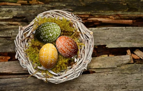 Holiday, pattern, Board, moss, eggs, spring, Easter, socket
