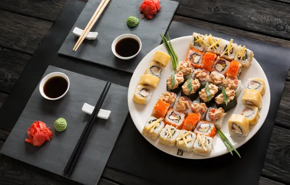Picture sticks, sauce, sushi, sushi, rolls, ginger, set, wasabi