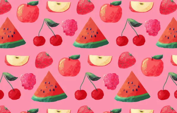 Cherry, background, vector, texture, watermelon, watermelons, repetition