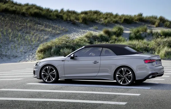 Picture grey, Audi, convertible, Audi A5, side view, top, A5, 2019