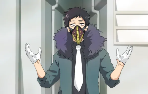Mask, gloves, guy, Boku No Hero Academy, My Hero Academy, Chisaki Kai
