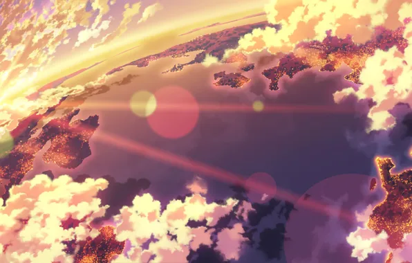 Picture the sky, clouds, earth, continents