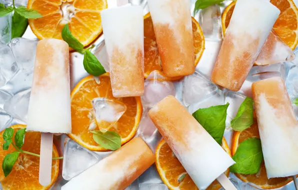 Ice, oranges, ice cream, orange, sweets, ice cream