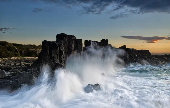 Sea, wave, squirt, rocks, surf