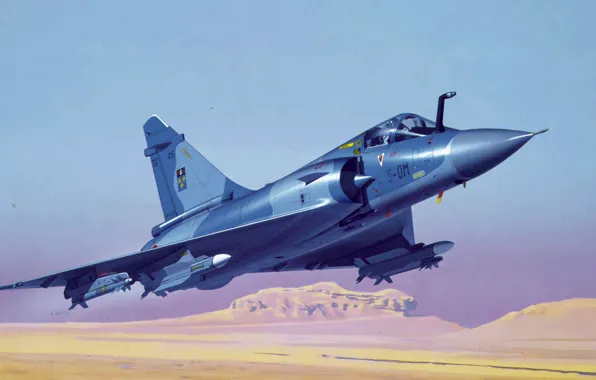 Picture war, art, painting, aviation, jet fighter, Dassault Mirage