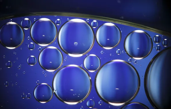 Blue, drop, color, oil, bubles