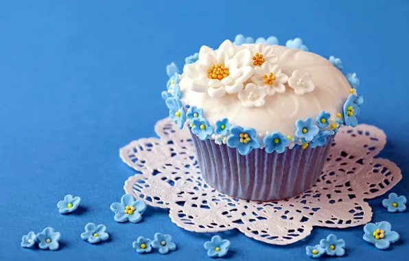 Picture background, flowers, cupcakes