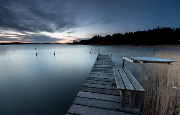 Picture bridge, lake, Sweden, Varmland, Skoghall
