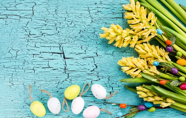 Flowers, eggs, spring, Easter, happy, flowers, spring, Easter