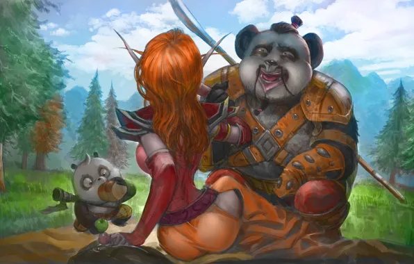Fantasy, the game, art, Panda, World of Warcraft, Wow
