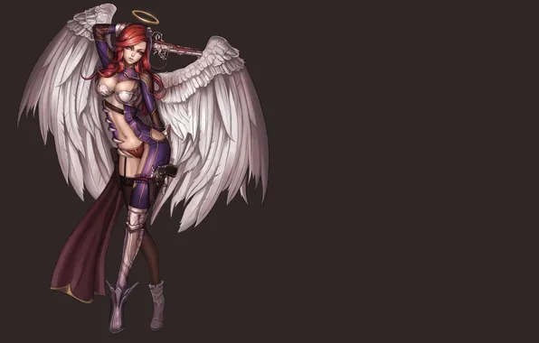 Erotic, look, pose, weapons, background, wings, angel, art