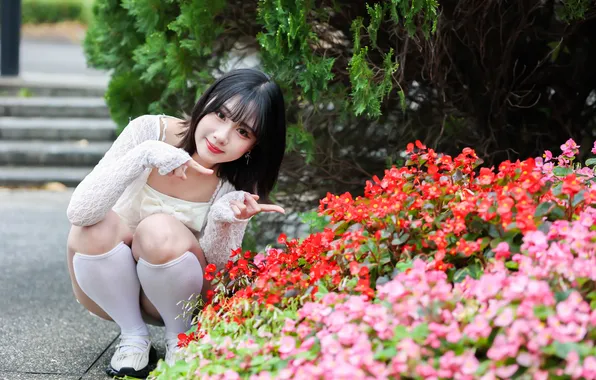 Girl, Asian, knee, cutie, knees