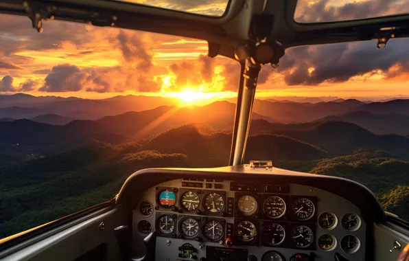Glass, flight, aviation, sunset, technique, devices, window, helicopter