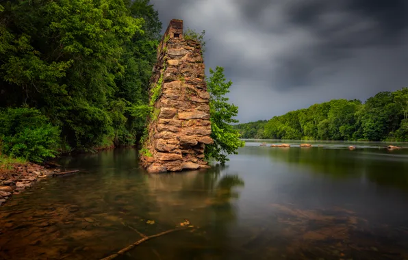 Picture forest, river, Alabama, Alabama, river Tallapoosa, Tallapoosa River, Dadeville, Horseshoe Bend National Military Park