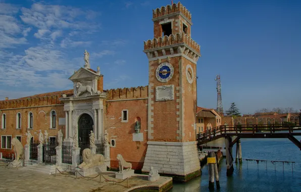 Watch, tower, Italy, Venice, Arsenal