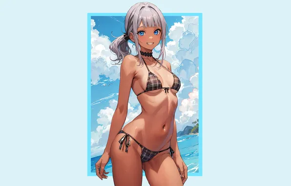 Girl, hot, sexy, sexy girl, anime, blue eyes, figure, babe