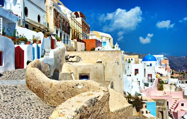 Picture nature, the city, stones, home, pavers, Santorini, Greece, Santorini