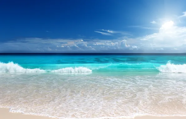 Picture sand, sea, beach, shore, wave, horizon