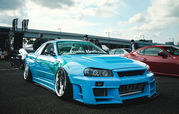 Picture car, Nissan, people, Nissan GT-R, Nissan Skyline R34, Japanese cars, stance (cars), Fotobros