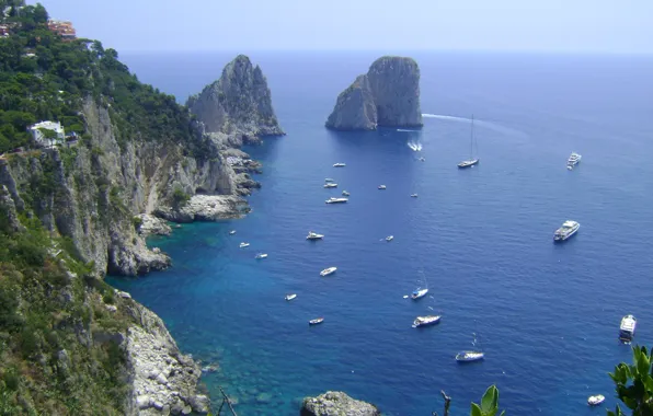 Sea, mountains, nature, the ocean, boat, mountain, beauty, boat