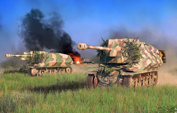 Picture Art, The Germans, Normandy, 1944, Tank destroyer, Disguise, Tank hunter