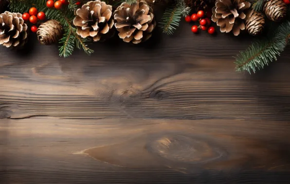 Branches, berries, tree, Board, fruit, Christmas, New year, needles