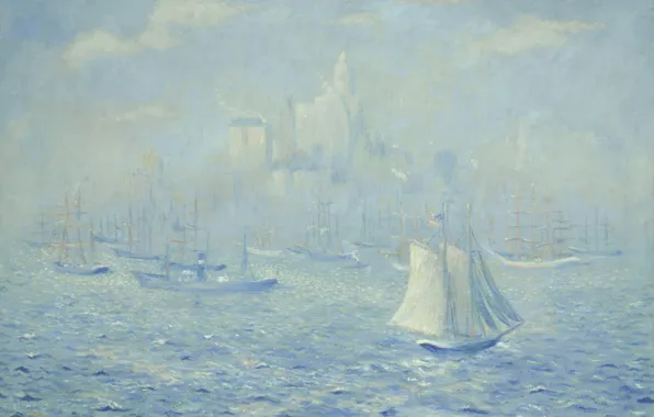 Boat, picture, New York, sail, seascape, Theodore Earl Butler, New York Harbor