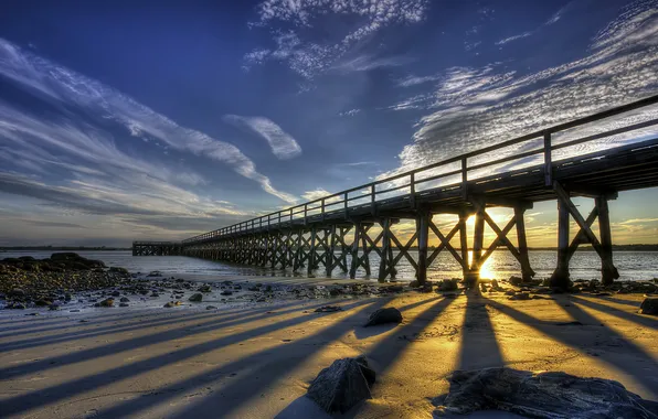 Picture sunset, bridge, United States, Maine, Kittery Point