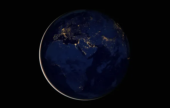 Picture lights, planet, Earth, Africa, Eurasia
