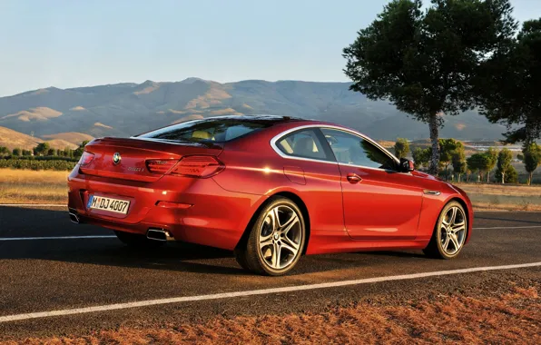 Red, Auto, Road, BMW, BMW, Coupe, 6 series