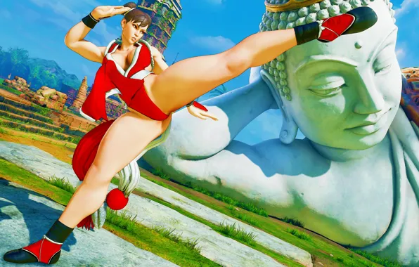 Chest, rendering, feet, blow, statue, fighter, street fighter, chun-li