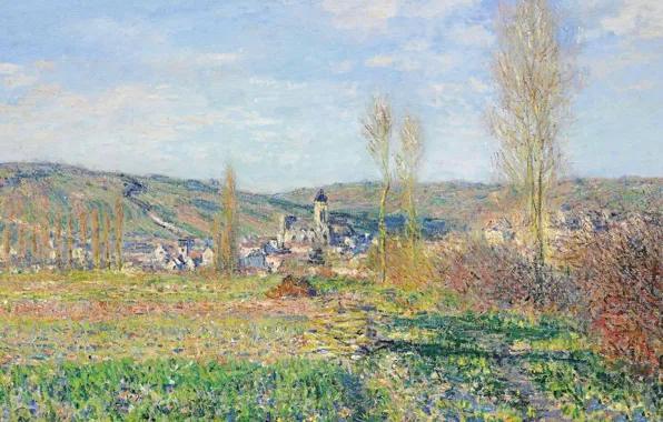 Landscape, nature, picture, Claude Monet, Vétheuil under the Sun