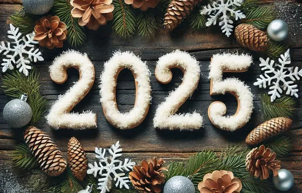 Figures, New year, date, 2025, AI art, neural network, New Year 2025