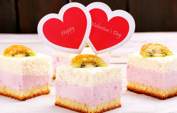 Heart, cake, fruit, cake, dessert, heart, sweet, Valentine's Day