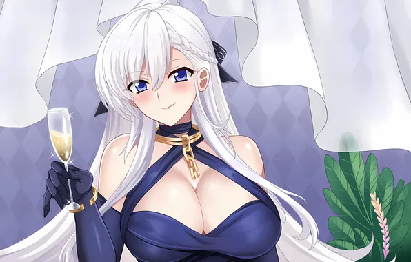 Girl, sexy, cleavage, long hair, dress, boobs, sexy girl, anime