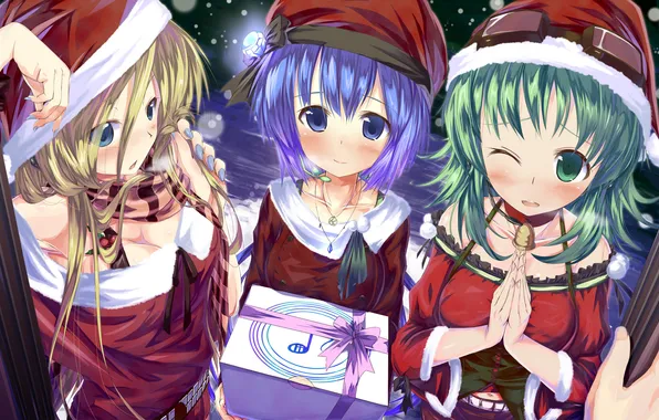 Picture girls, mood, gift, new year, vocaloid, the snow maiden, Vocaloid, art