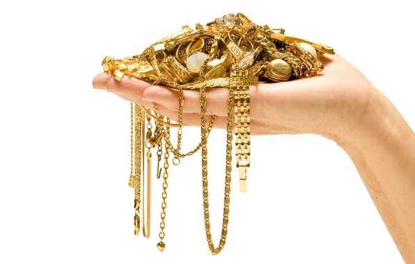 Background, gold, watch, hand, bracelets, chain