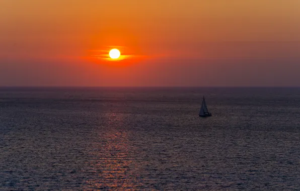 Picture sea, sunset, Sailboat, sea, sunset, sailing boat