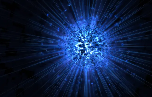 SPHERE, FIGURE, RAYS, LIGHTS, ABSTRACTION, HEXAGONS