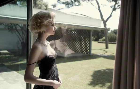 Glass, girl, glamour, negligee, blonde, girl, vintage, photographer