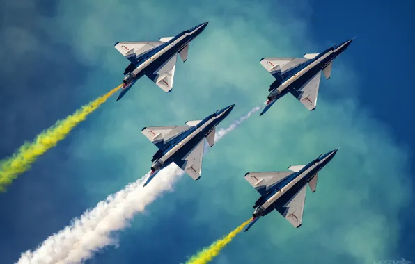 Smoke, Fighter, Aerobatic team, Chengdu J-10, AIR FORCE CHINA, August 1st aerobatic team, HESJA Air-Art …