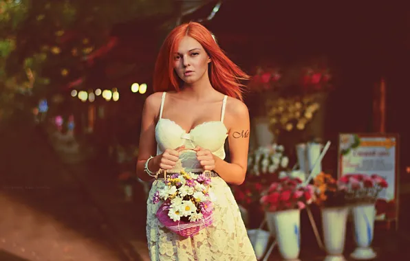 Chest, girl, flowers, photographer, red, girl, photography, photographer