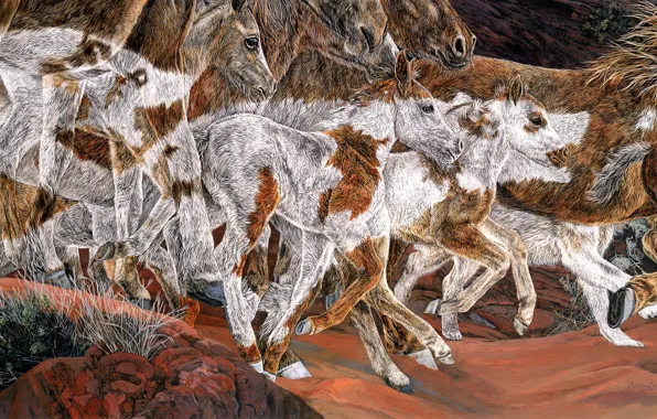 Stones, figure, graphics, horses, picture, styling, horse, art