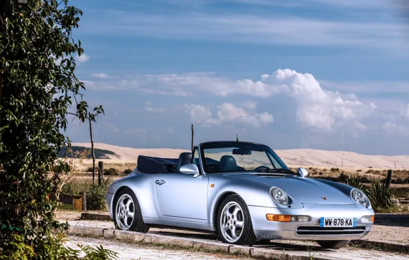 The sky, Porsche, convertible, Porsche 911, Carrera, Cabriolet, Silver