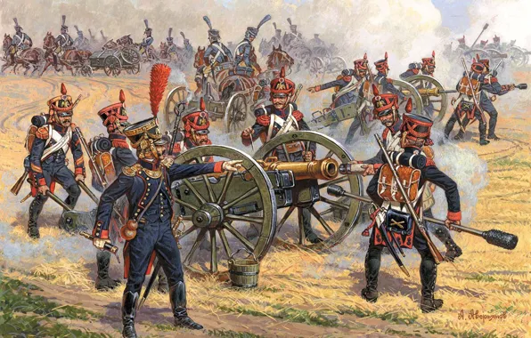 Picture art, Of the Napoleonic wars., era, French artillery 1810-1814гг. Participated, in all the battles