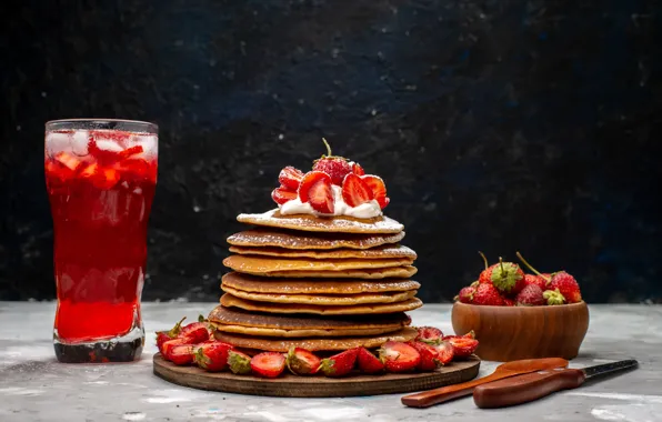 Cherry, stack, pancakes, cherry, pancakes, pancakes, pancake