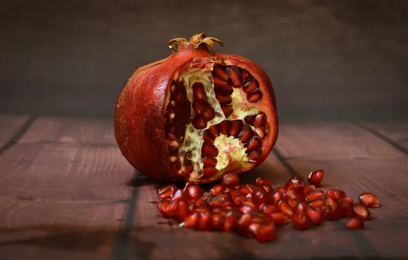 Background, Board, fruit, still life, items, garnet, composition, pomegranate grains