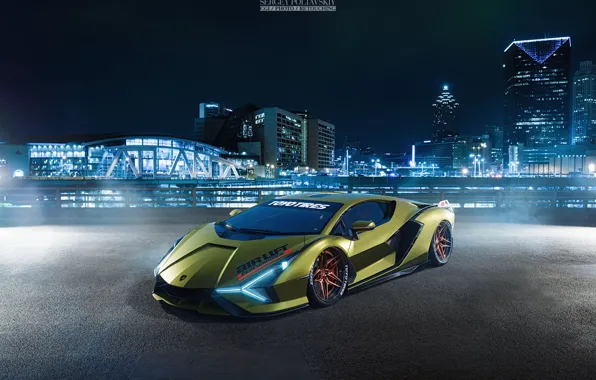 Concept, night, the city, lights, Lamborghini, Lamborghini The Third Millennium, The third, Millennium