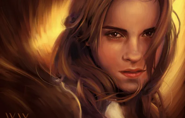 Picture girl, face, art, Emma Watson, Emma Watson