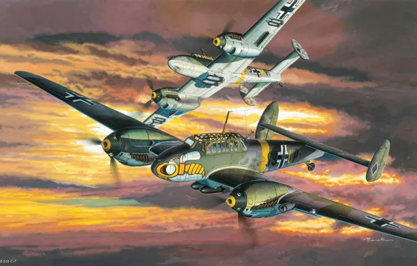 Aviation, figure, the plane, fighter-bomber, Bf-110, The second World war